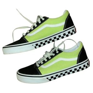 green and black checker old school low top vans